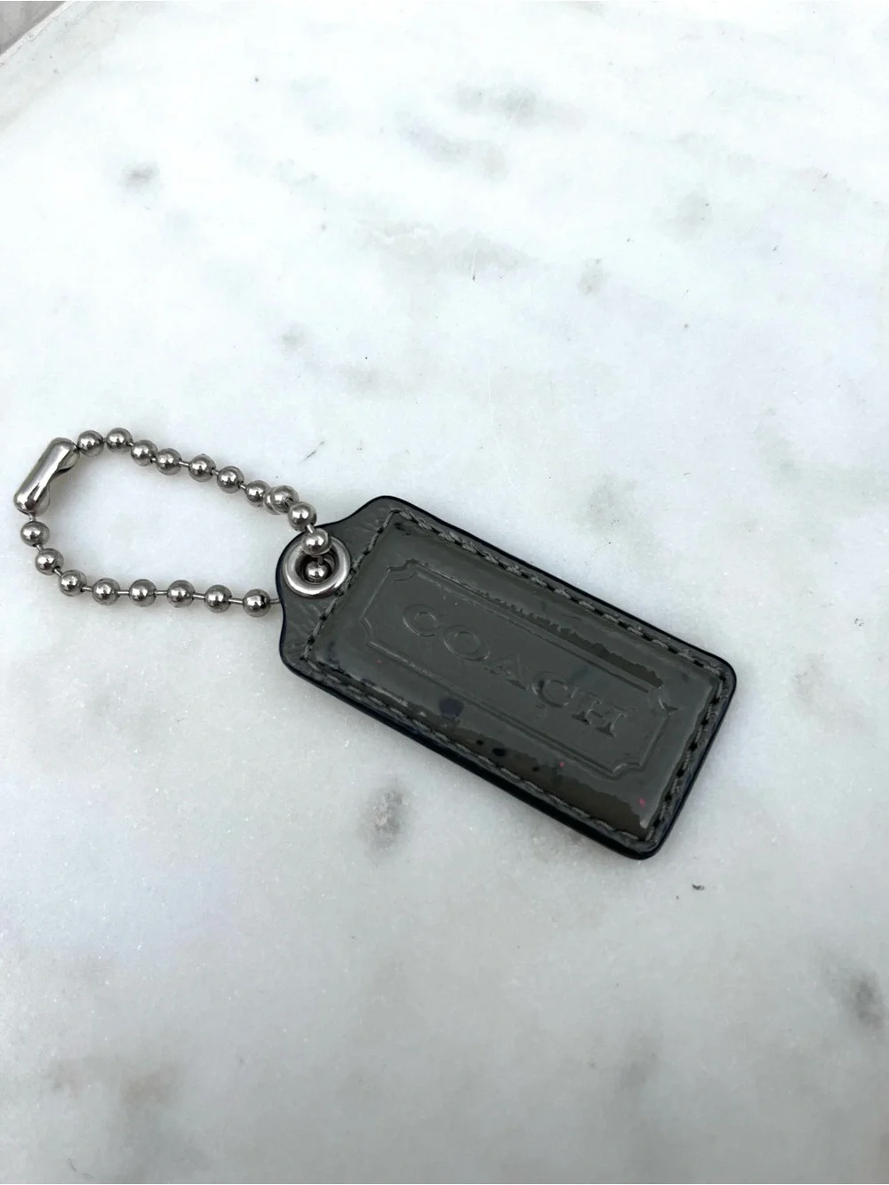 COACH Vintage Patent Leather Hang Tag, Gray